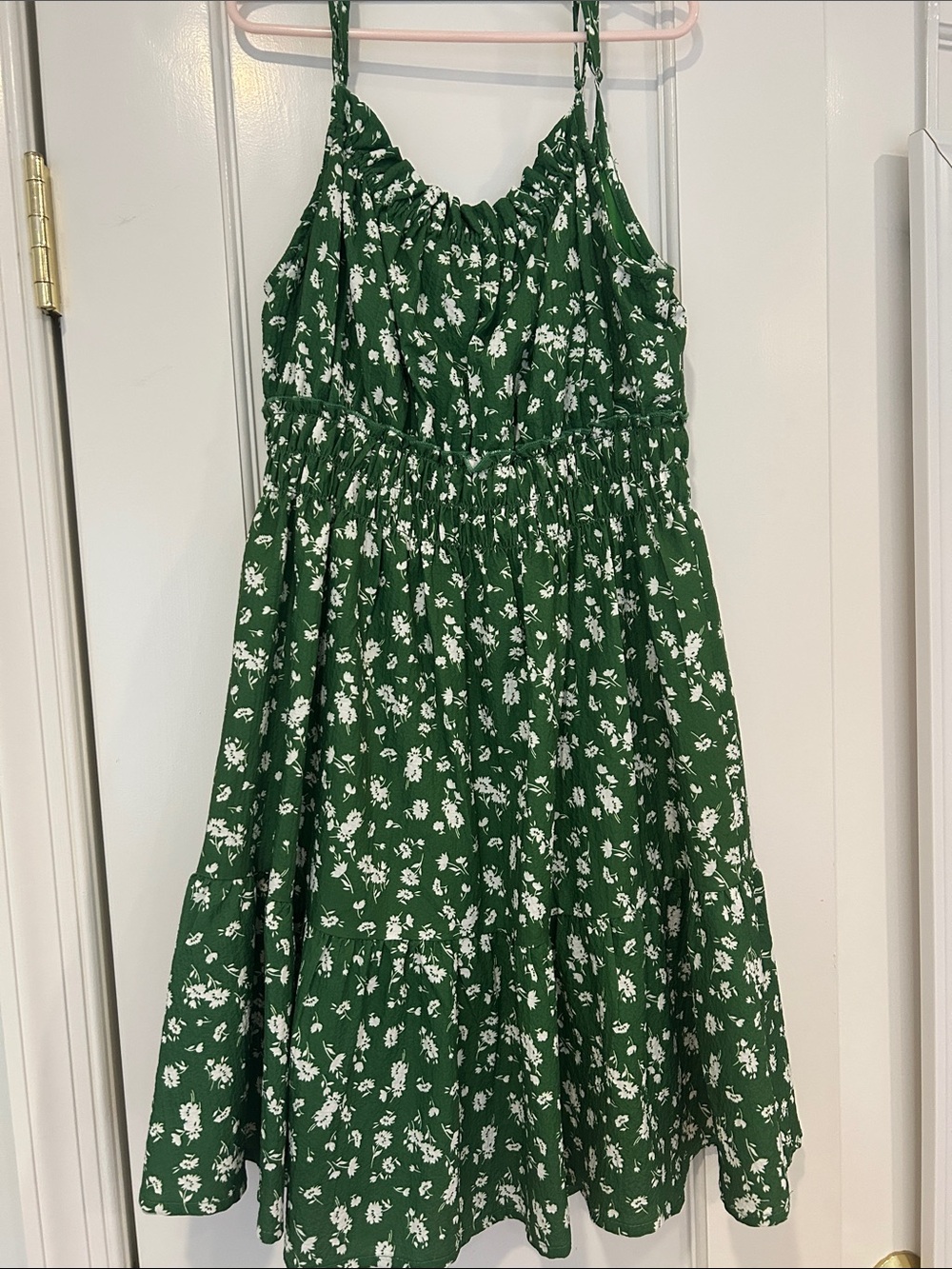 Lulu's Green Floral Smocked Sundress with White Blossoms